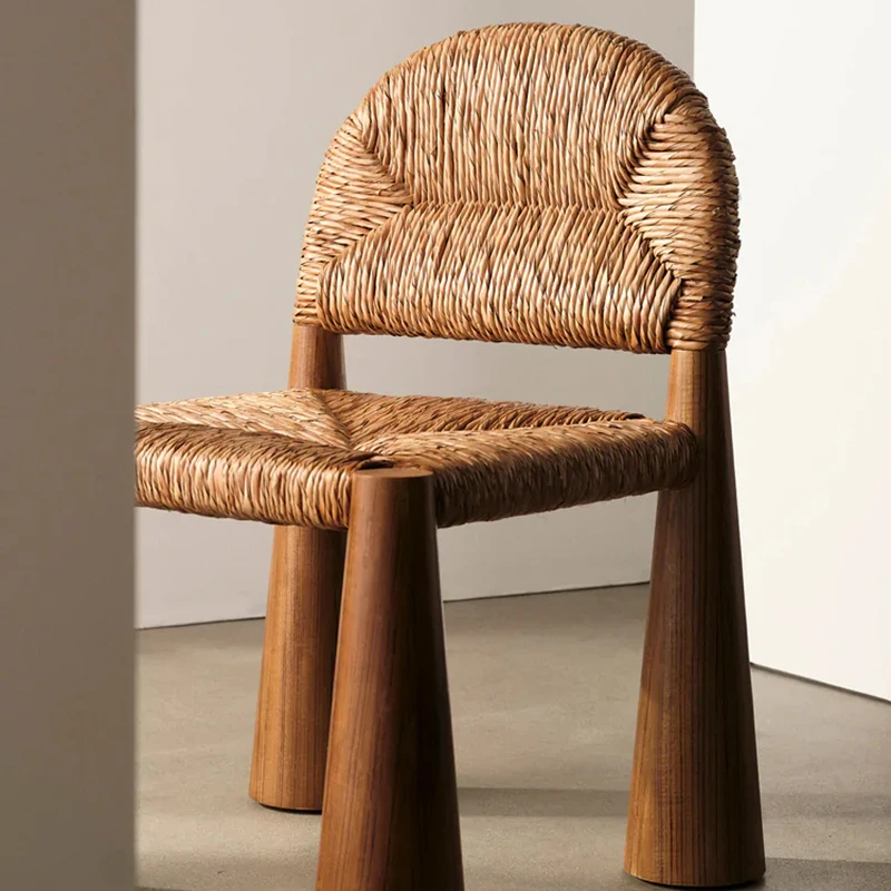 Тканый обеденный стул из массива дерева/крафт-бумаги дизайнерский