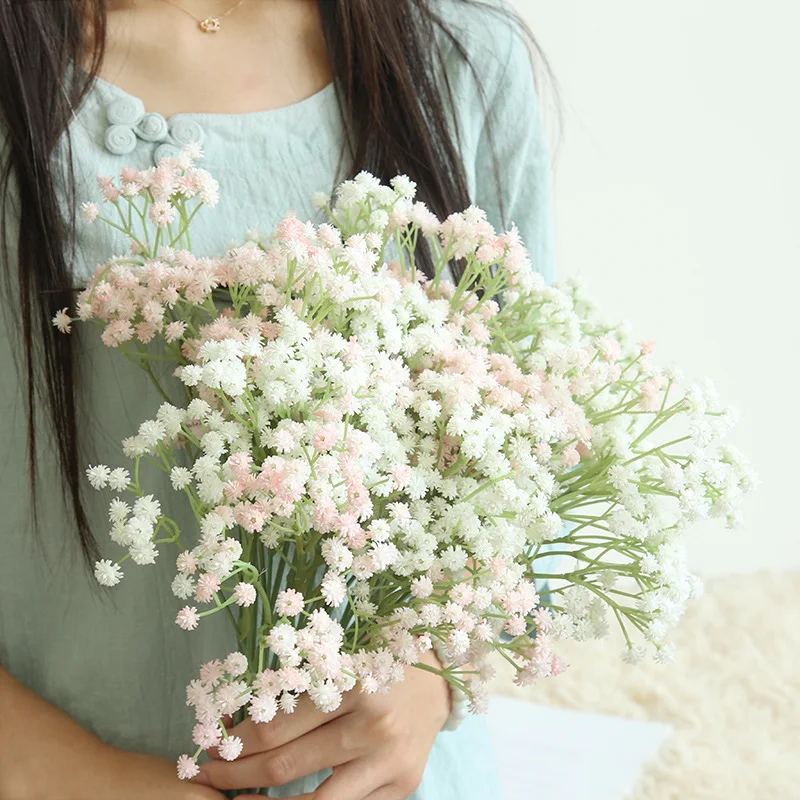 

1 PC Artificial Flowers Fake Plastic Baby Breath Flower 5 Colors White Gypsophila For Wedding Home Part Decoration