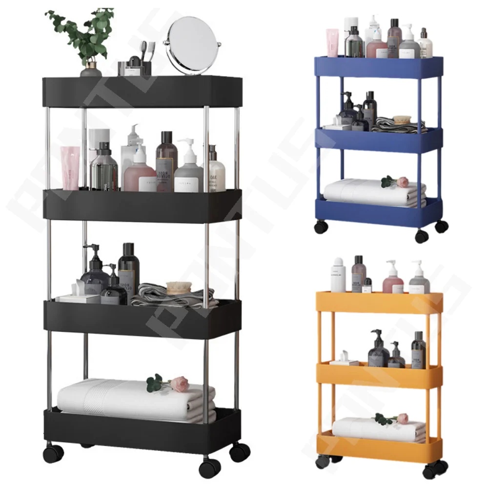 

Tower Layers Narrow Shelf Wheels Cart Storage Slim Slide Space Rack Gap Multiple Bathroom Organizers Movable Saving Kitchen