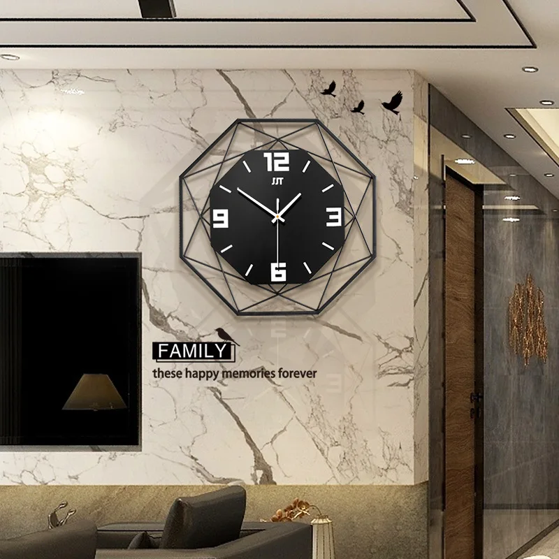 

Железные художественные креативные декоративные бесшумные настенные часы для гостиной, восьмиугольные ажурные высокоплотные циферблаты, 4 размера на выбор