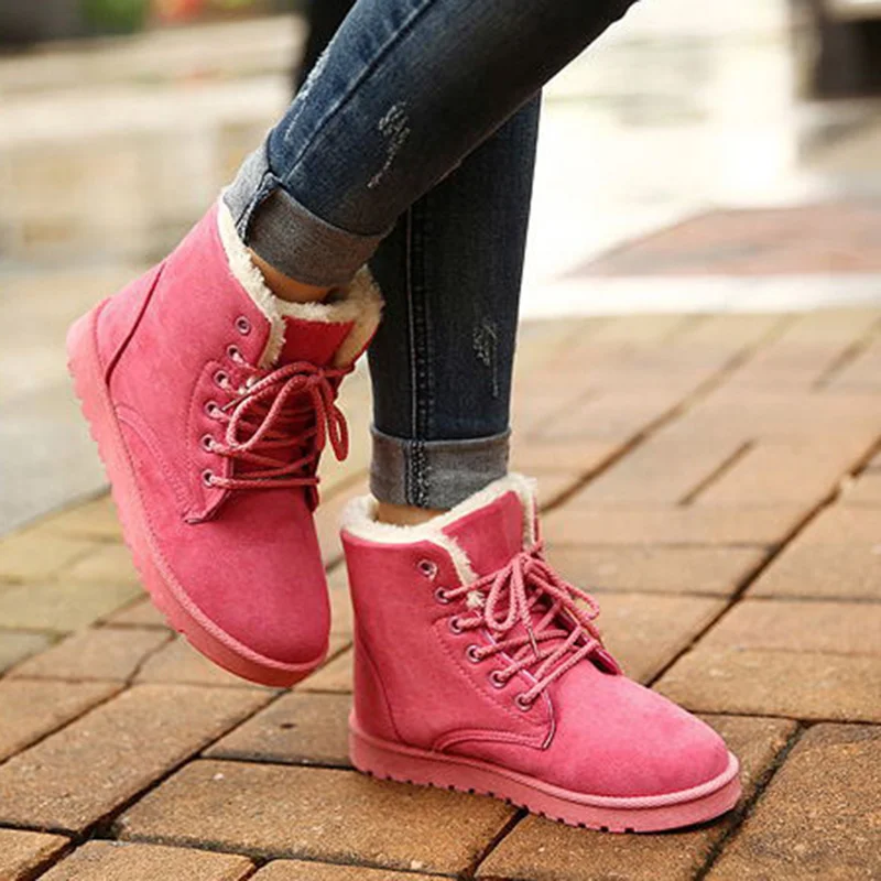 Fluffy Snow Boots Thick Fleece Lined Warm Women Winter Ankle Boots