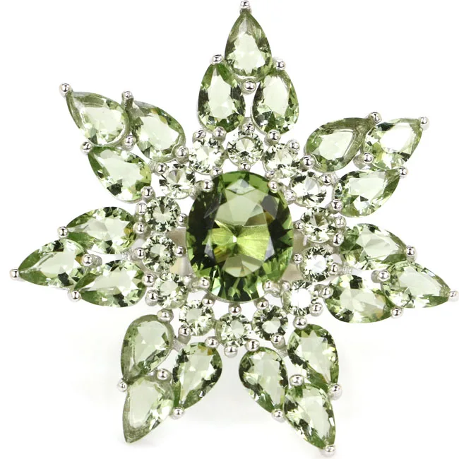 Кольца из серебра 8 1 пробы с зеленым аметистом изумрудом 37x37 мм