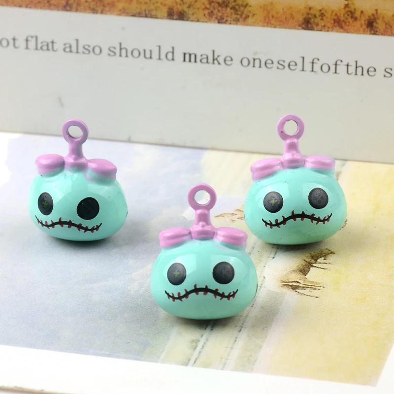 

16mm Cute Blue Ghost Bell Loose Beads DIY Handmade Jingle Bells for Festival/Party/Pet's Necklace Crafts Accessories Decoration