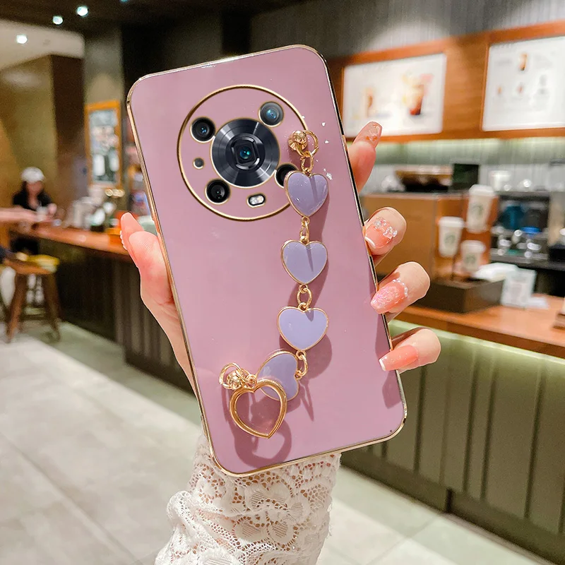 

Heart Bracelet Colorful Plating Case For Huawei P30 Pro Y9S Y9A Y8P Y6P P50 Y7A P30 Lite P20 Pro P40 Silicone Cover