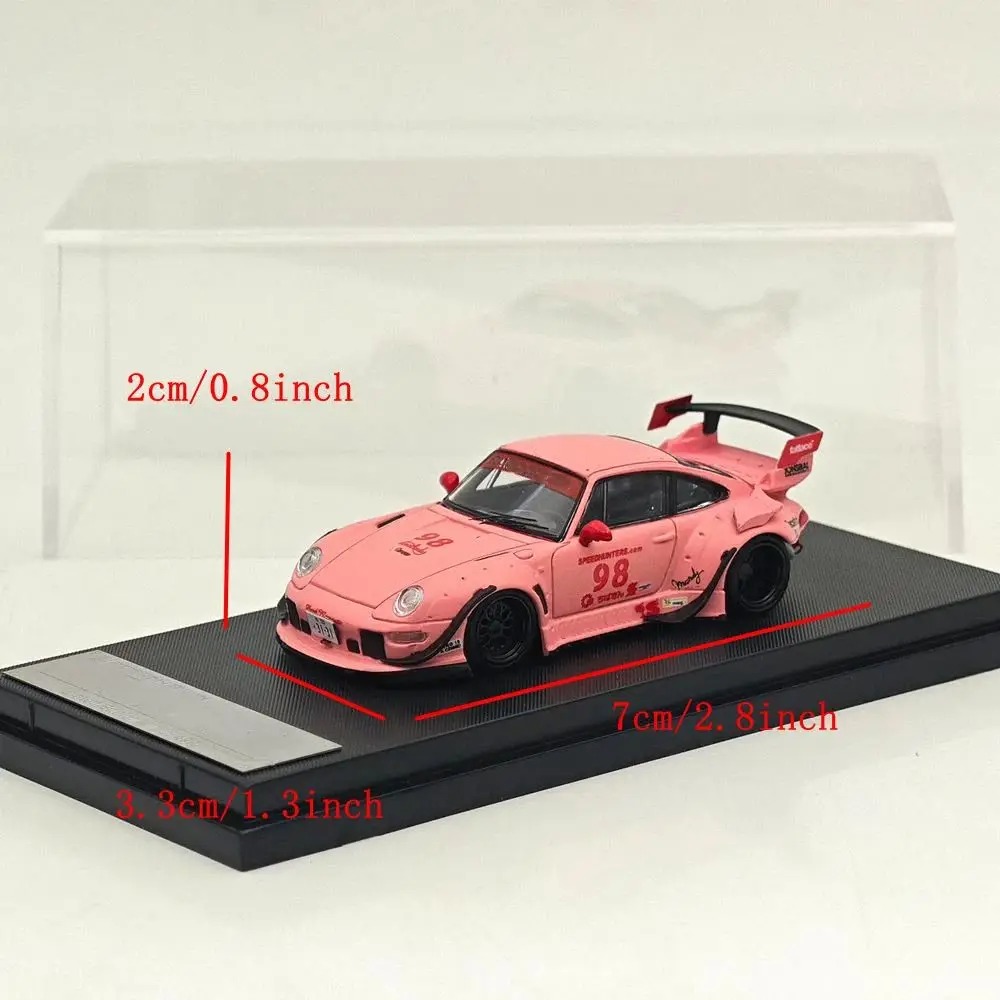 Фото SW 1/64 для RWB 993 Rauh-Welt Begriff # 98 # Миниатюрная коллекционная модель автомобиля 91 Matte Pink/Green Diecast, ограниченная серия №4