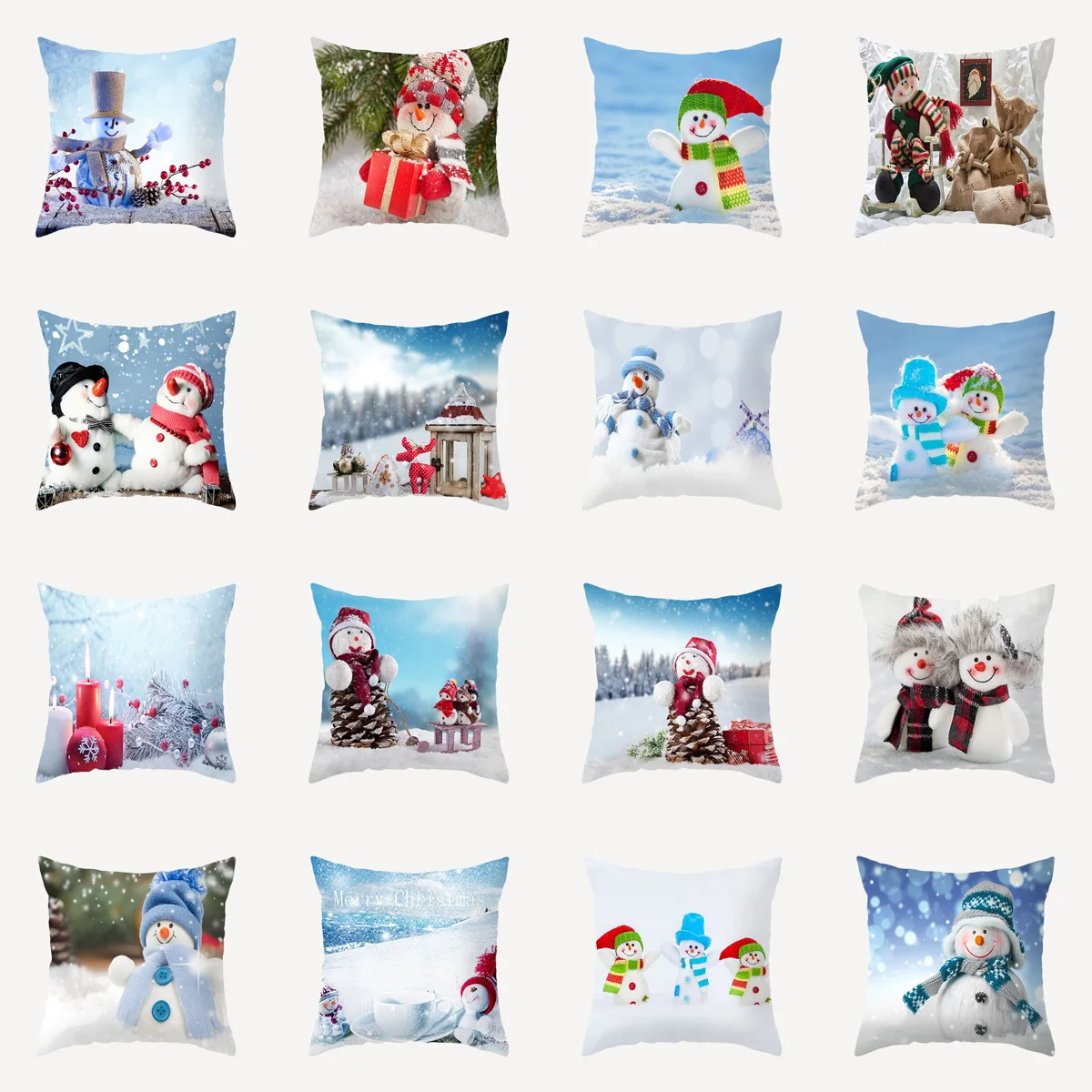 

ZHENHE Winter Christmas Snowman Pillow Cover Double Sided Printing Cushion Cover for Bedroom Sofa Decor 18x18 Inch（45x45cm）