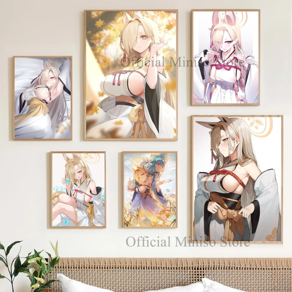 Художественный плакат KUWAKAMI KAHO синий архив самоклеящийся Настенный декор для