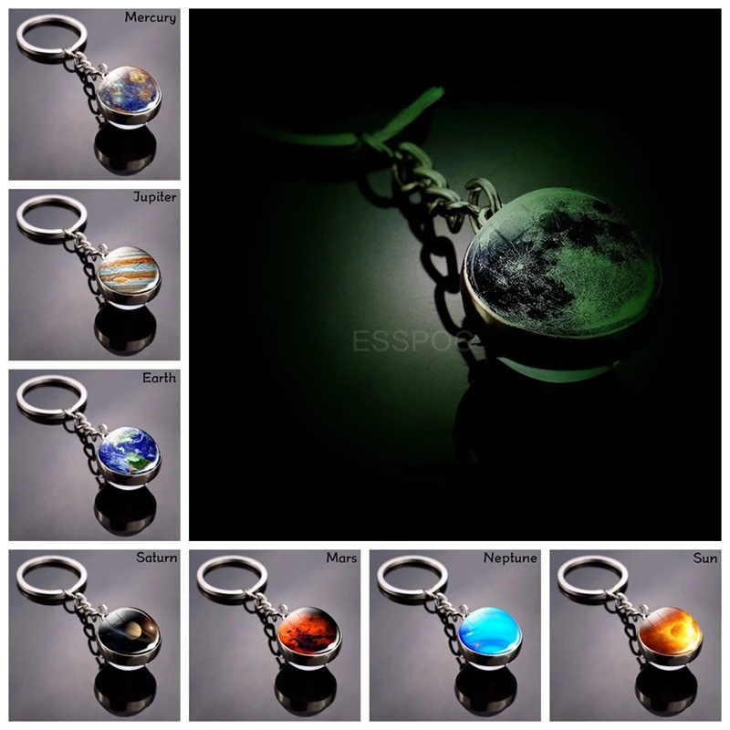 

1pcs Hot Selling Keychain Glass Ball Pendant Men Women Christmas Gift Double Side Glass Ball Car Key Chain Christmas Decoration