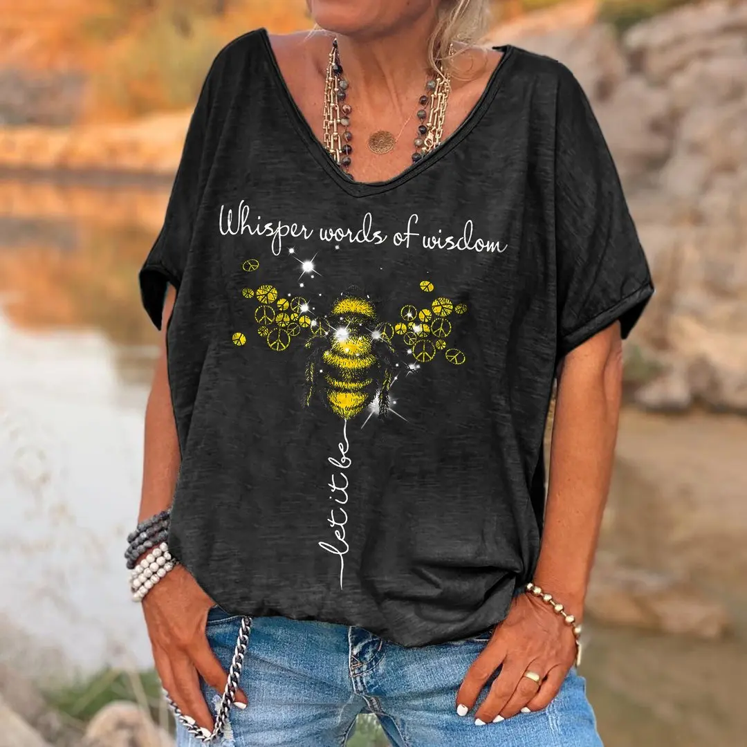 

Whisper Words Of Wisdom Let It Be Bee Printed Graphic Tees