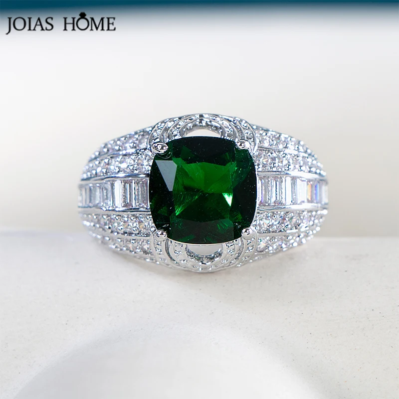 

Женское кольцо из серебра 925 пробы с зеленым изумрудом 10 мм