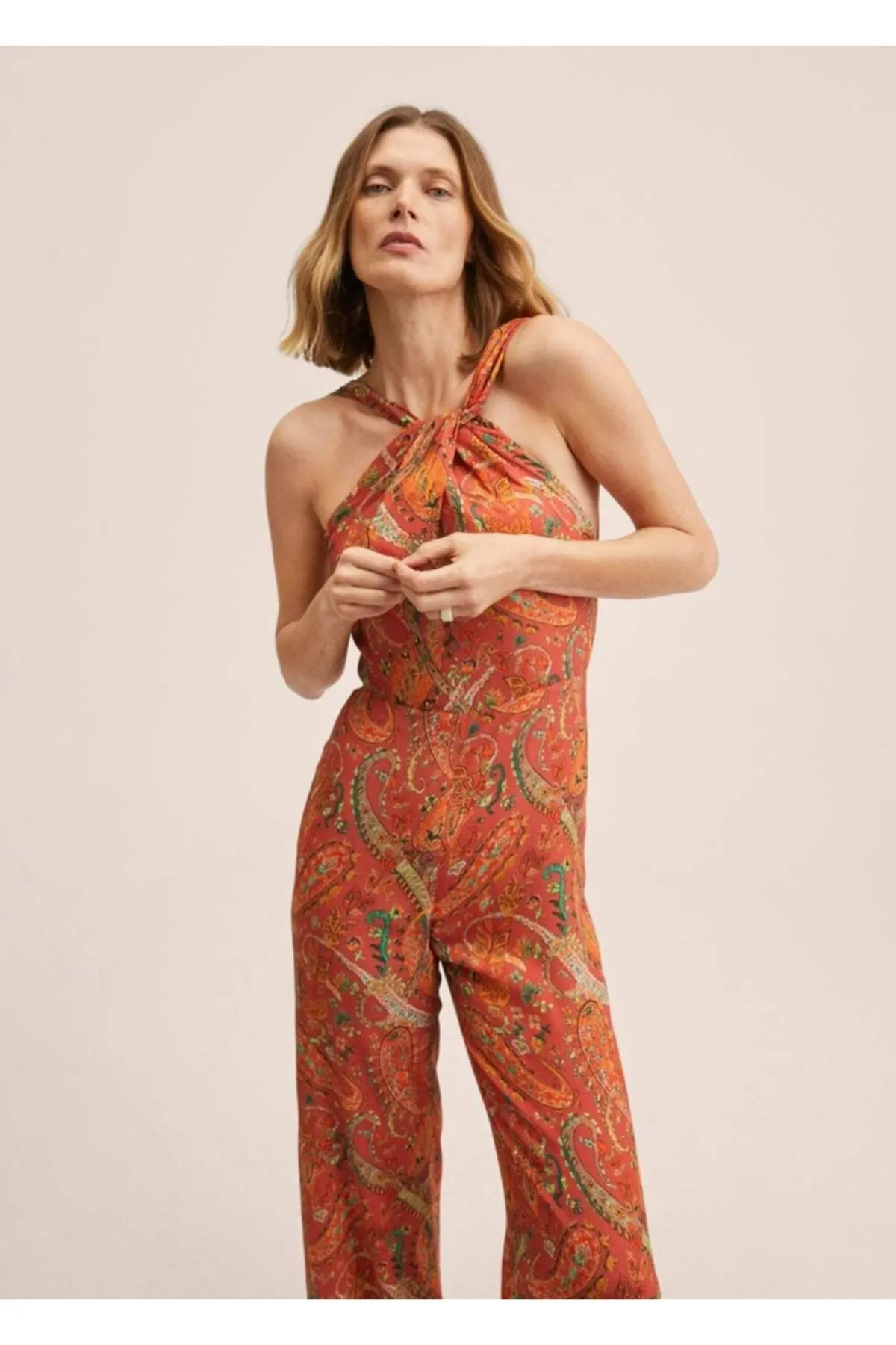 

Women's Overalls Paisley pattern Jumpsuit Hot Style Quality Fabric Sleeveless Baggy Trousers Casual Jumpsuit