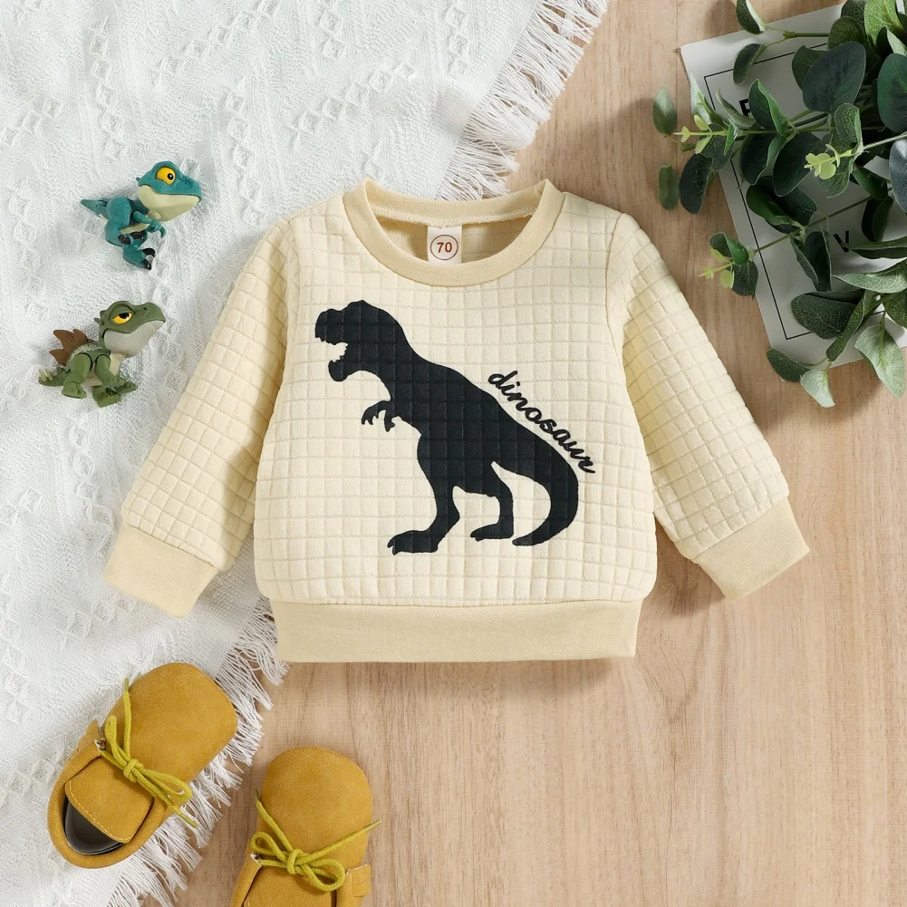 

Baywell/осенние свитшоты для мальчиков 1 год, весенние детские хлопковые топы, детский пуловер с длинными рукавами и рисунком динозавра, футболки для детей от 0 до 24 месяцев