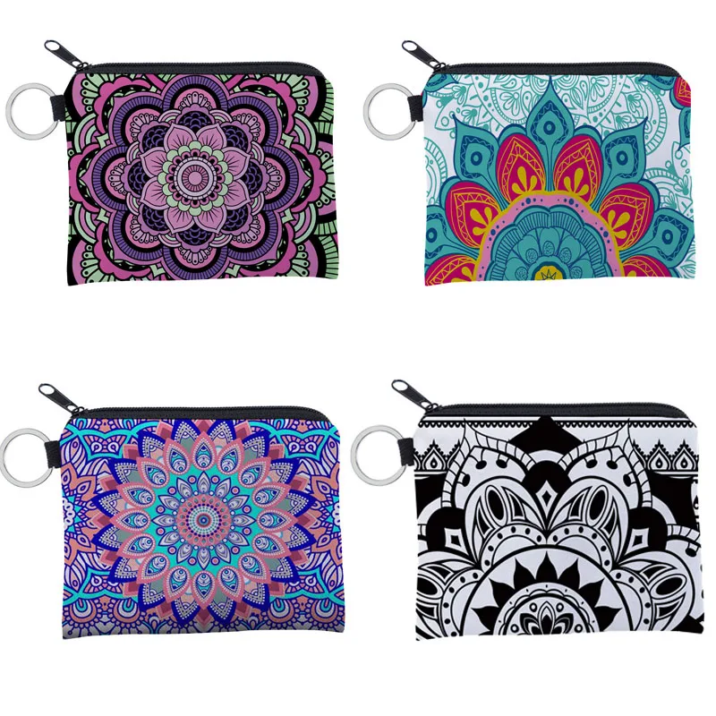 

3D Cute Cartoon Card Holder Purse Key Pouch For Women Men Waterproof Portable Colorful Mandala Pattern Storage Pouch