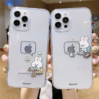 cartoon lovely rabbit luxury clear phone case for iphone 11 12 13 pro max 12 13 mini x xr xs max 5 6 7 8 plus funda celula coque