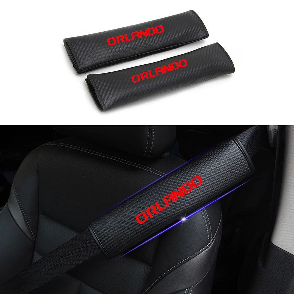 

For Chevrolet ORLANDO Car Safety Seat Belt Harness Shoulder Adjuster Pad Cover Carbon Fiber Protection Cover Car Styling 2pcs
