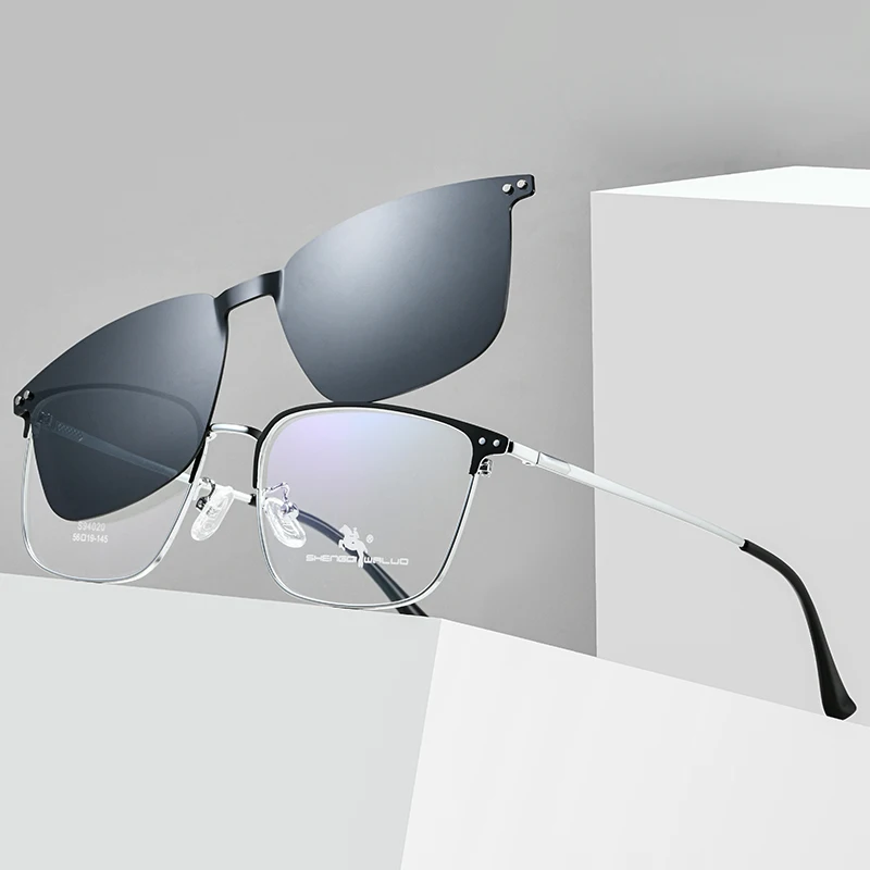 BCLEAR Fashion Optical Spectacle Frame Men With Clip On Sunglasses Polarized Magnetic Glasses For Male Prescription Eyeglasses