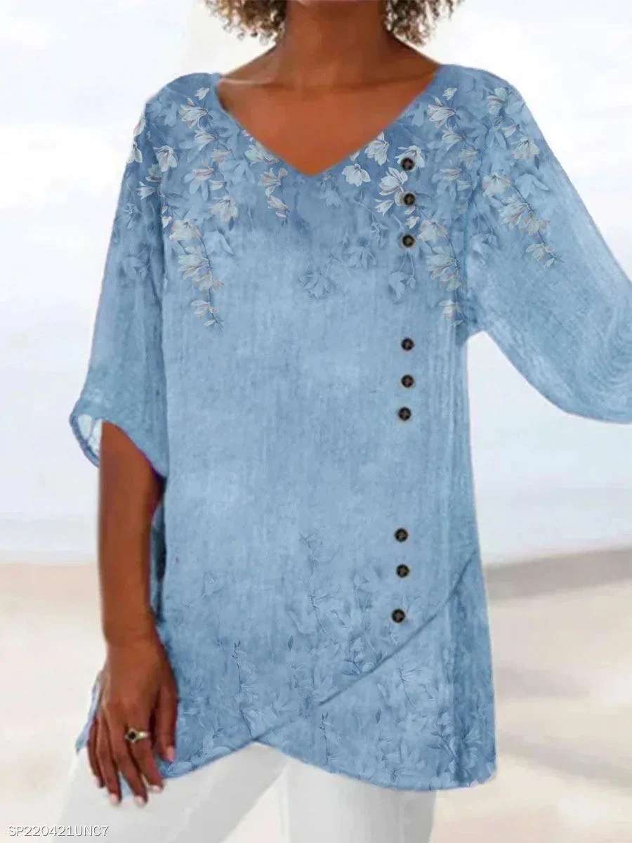 

Однотонные рубашки и топы с V-образным вырезом и рукавом 3/4