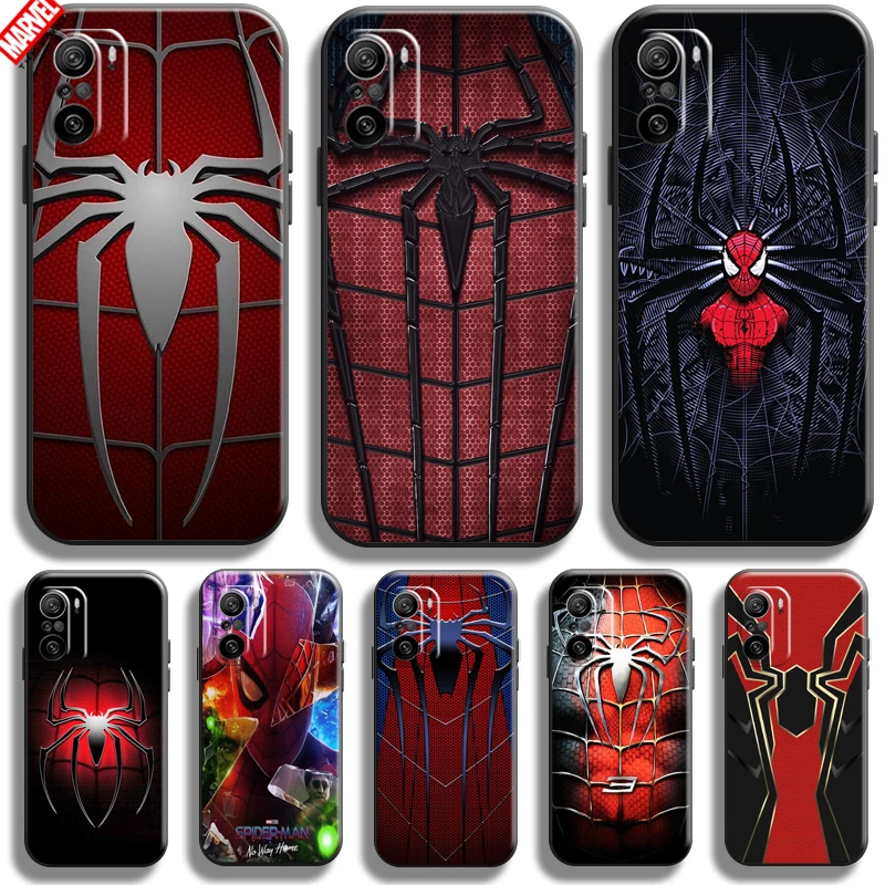 

Marvel Spiderman Logo For Xiaomi Redmi K40 K40 Pro K40 Gaming Phone Case Carcasa Liquid Silicon Funda Back Soft Coque Black