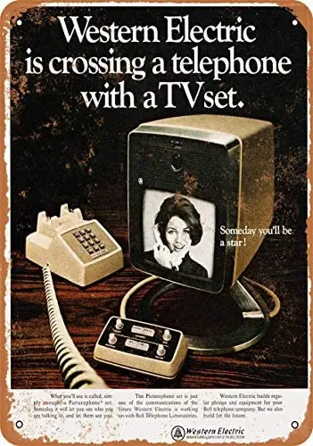

12 x 16 inches Metal Vintage Funny Tin Sign 1968 Western Electric Video Phone Someday