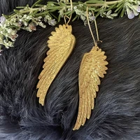 large gold brass open wing earrings handmadeholy gold angel wings drop earrings bohemia ethnic style earrings