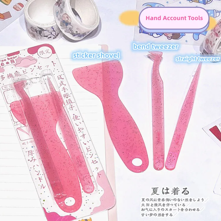 

3 шт./компл. Блестящий пластичный Пинцет лопатка набор инструментов для журнала стикер Сделай Сам стальные пинцеты точечные аксессуары