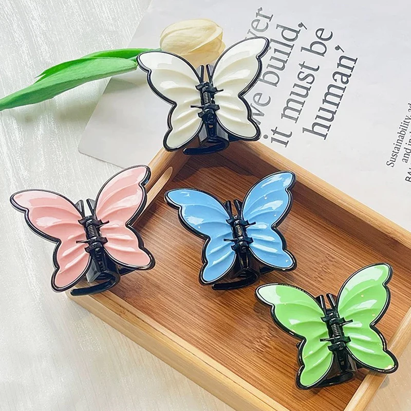 

Simple Butterfly Hair Claw Clip for Women Large Crab Clip Solid Frosted Barrettes for Girls Hair Accessories Female Bath Clip