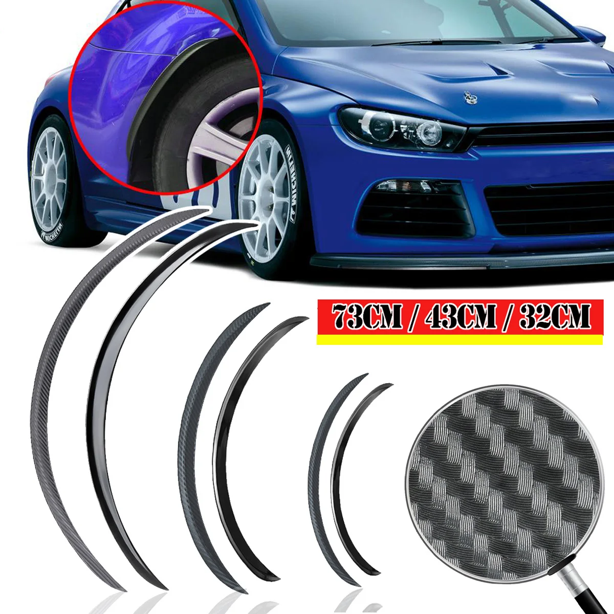 

2Pc Car Truck Body Fender Flare Rubber Wheel Arches Eyebrow Lip Anti-scratch Strip Sticker Mud Flaps Guard Universal Carbon Trim
