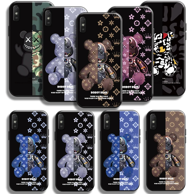 

Luxury Trend Fashion Bear Case For Xiaomi Redmi 9A Phone Case For Redmi 9AT Coque Back Liquid Silicon Soft Carcasa