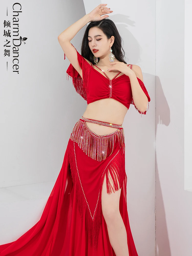 Оригинальный костюм для танца живота тренировочный с юбкой высокой талией и