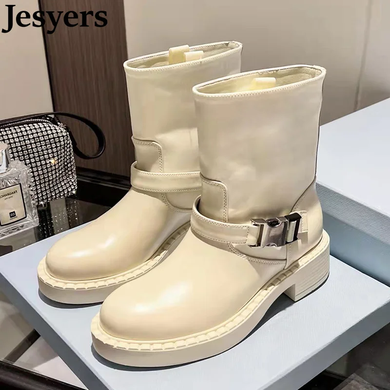 

Женские ботильоны из натуральной кожи, с пряжкой, без застежки