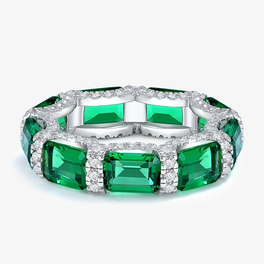 Bijoux de haute qualité supérieure 1CT vert émeraude couleur gemme 18K bague en plaqué or blanc pour les femmes cadeau de mariage ou de fête élégante
