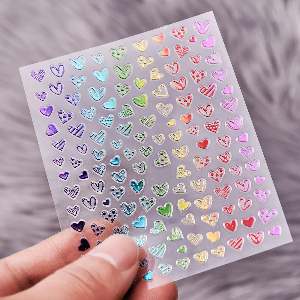 

1pc Colorful Nail Sticker Decal Long Leaves/Five Petaled Flower/Love Heart Nail Decoration 3D Self Adhesive Nails Decal Sticker