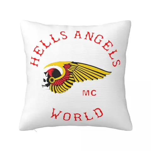 Квадратная подушка Hells с изображением ангелов и с надписью «World»