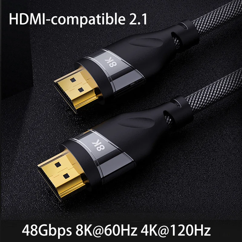 

HDMI-compatible Cable 2.1 48Gbps Ultra High Speed 8K 60Hz 4K 120Hz HDMI2.1 Splitter Cable For UHD FHD 3D Xbox PS3 PS4 PS5 TV Box