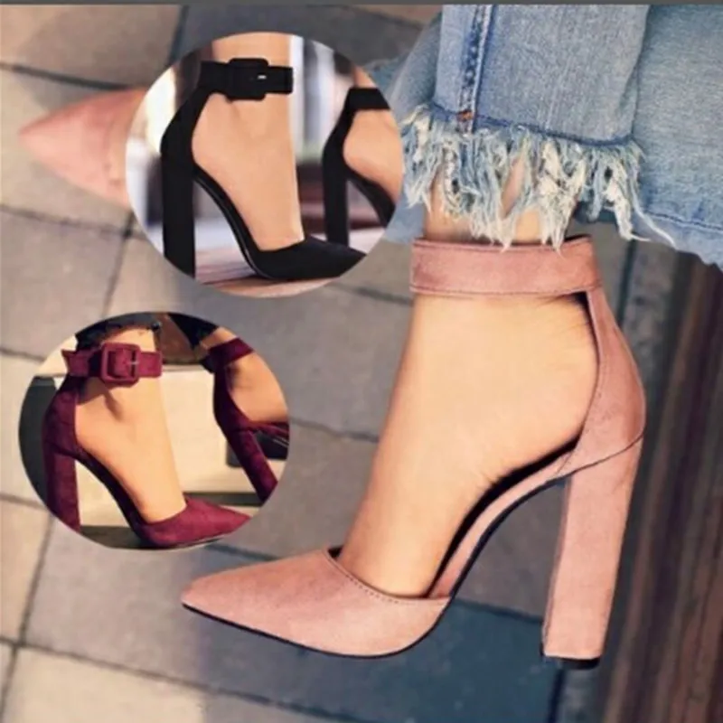 

2022 The New Fashion Sexy Pointed High Heels Large Size Buckle Women's Fashion Shoes