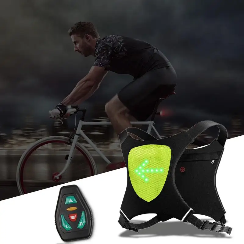 

LED Turn Signal Vest Cordless Night Cycling Backpack Visible Vest Front And Rear Vest Breathable Running Accessories Ideal For