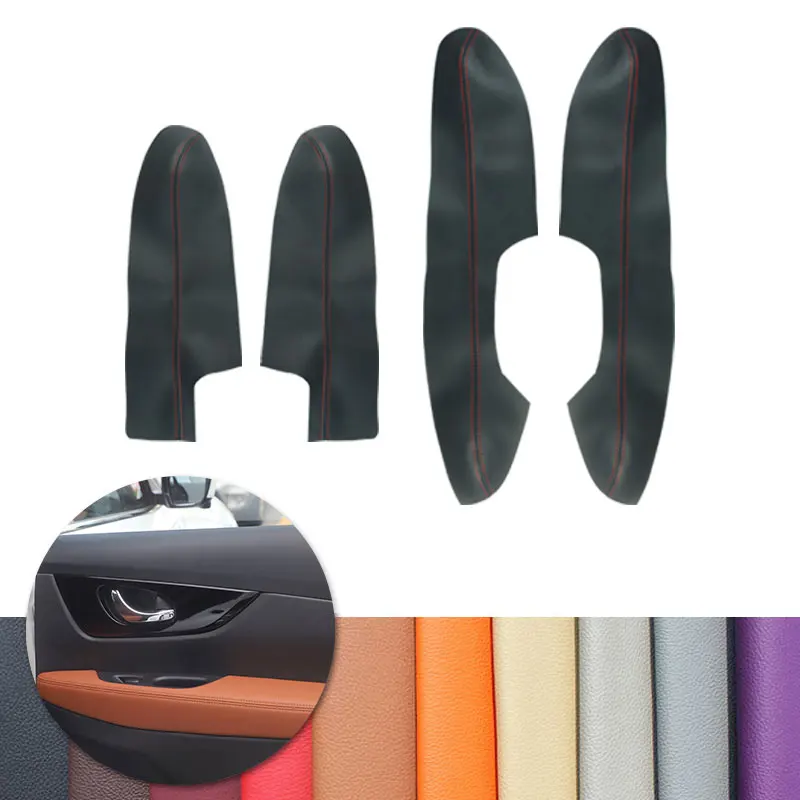 

Для Nissan X-Trail Rogue 2014 2015 2016 2017 4 шт. подлокотник для внутренней двери автомобиля панель из микрофибры Кожаный Чехол Декор