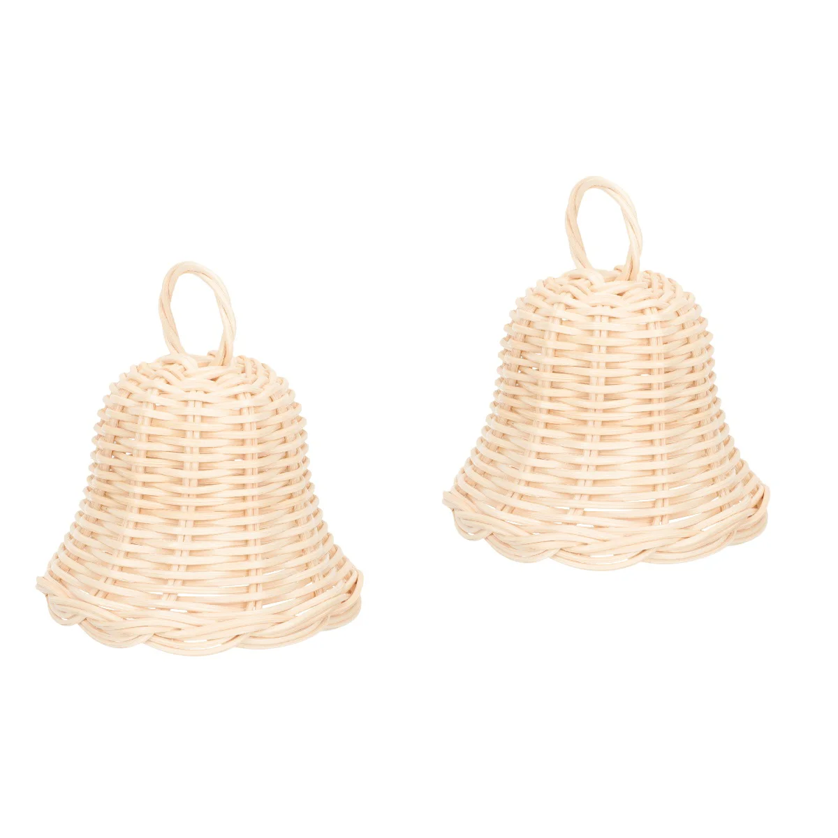 

Christmas Bells Rattan Wicker Hanging Ornaments Treebell Jingle Vintage Rustic