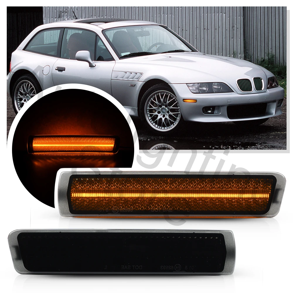 

2PCS LED Side Markers Fender Lamps Turn Signal Indicator Blinkers Light For BMW Z3 Roadste M coupe 1996-2002