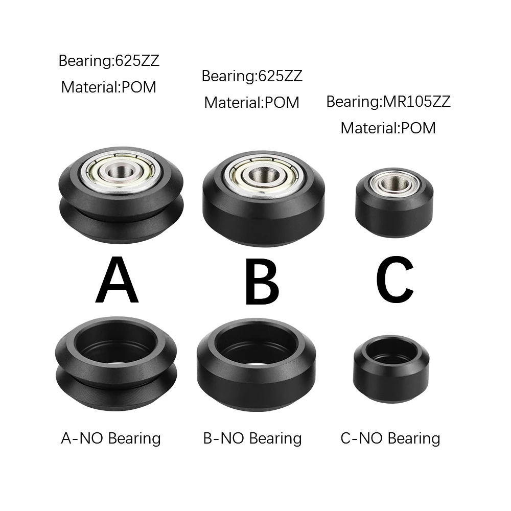 

10pcs CNC Openbuilds Plastic wheel POM with 625zz MR105zz Idler Pulley Gear Passive Round Wheel Perlin Wheel V type for V-Slot