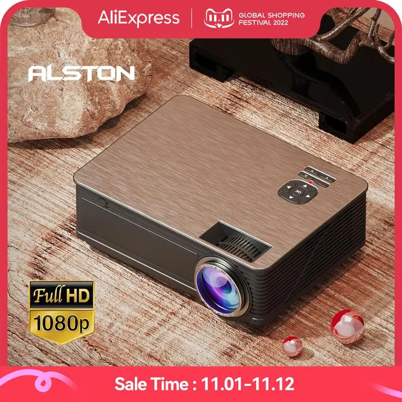 

ALSTON M5S M5SW Full HD 1080P Projector Support 4K Android WiFi 7000 Lumens Smart Phone TV box with Gift