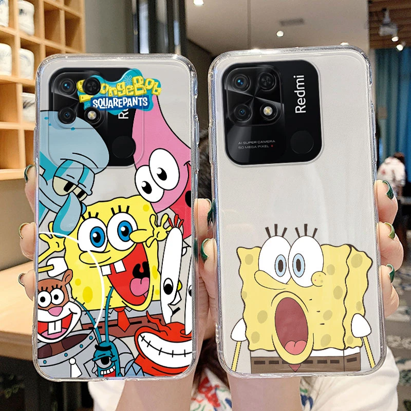 Cartoon Silicone Case For Redmi 10C Cover Cute Soft Transparent Friend Fundas For Redmi10C 10 C Shell Funny Sponge-bobS Bags