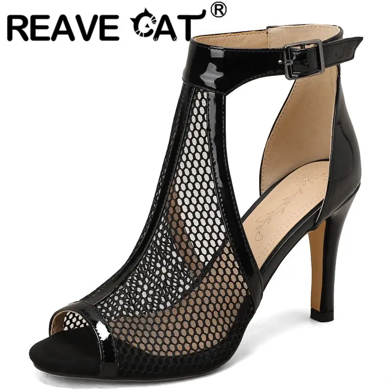 

REAVE CAT Women's Fashion Party Woman Sexy Stilettos High Heels Latin Women Dance Boots Peep Toe Shoes Plus Size 34-46 S3951