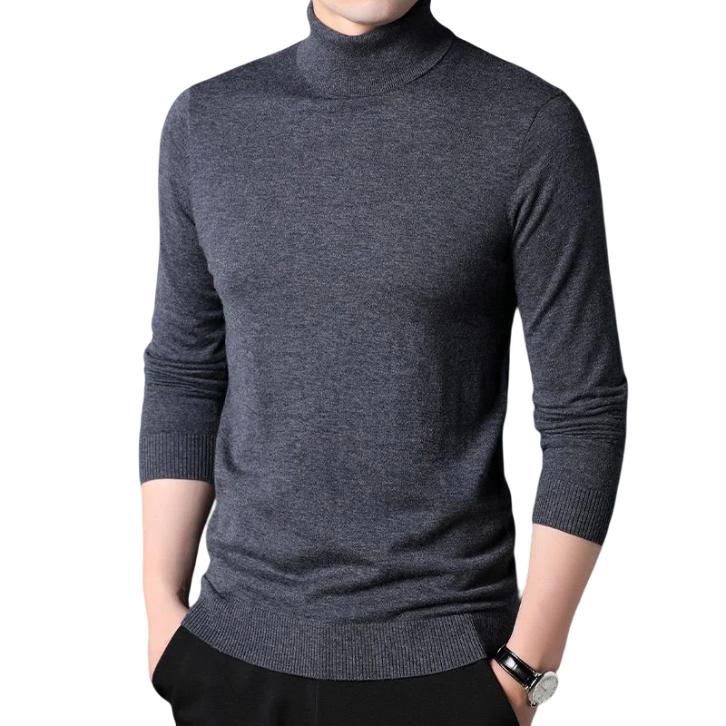Мужская теплая водолазка из 100%-ной шерсти однотонные свитеры Повседневные