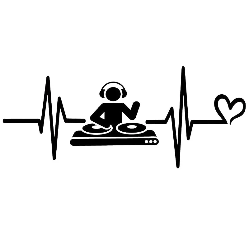 

DJ DJing бар Музыка влюбленный сердцебиение Liveline наушники Автомобильная Наклейка на багажник Водонепроницаемый черный/серебристый 16 см x 8 см