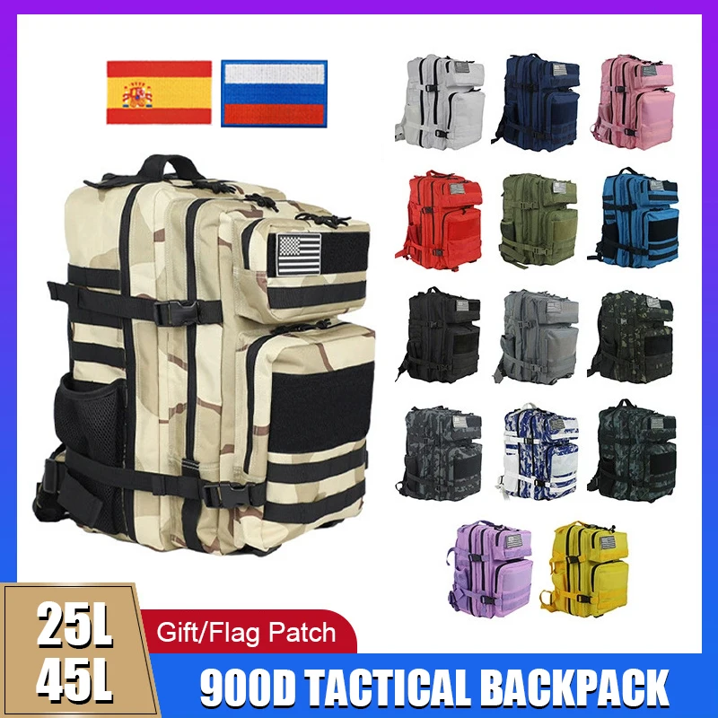 25L/45L Military Tactical Backpack Men Women Outdoor Camping Travel Bag 900D Oxford Cloth Trekking Hiking Hunting Rucksack