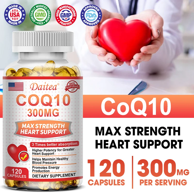 

300mg Organic Ultra High Absorption Coenzyme Q10 Promotes Cardiovascular and Heart Health Provides Energy for Overall Health