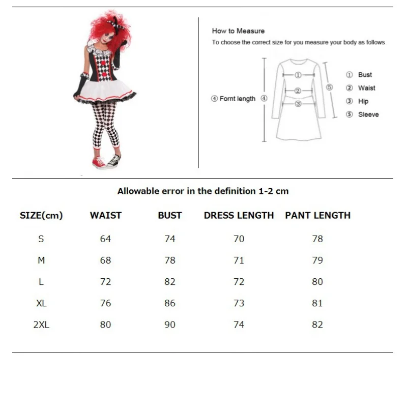 Женский костюм клоуна Харли Квинн монстра на Хэллоуин Джокер искусственное