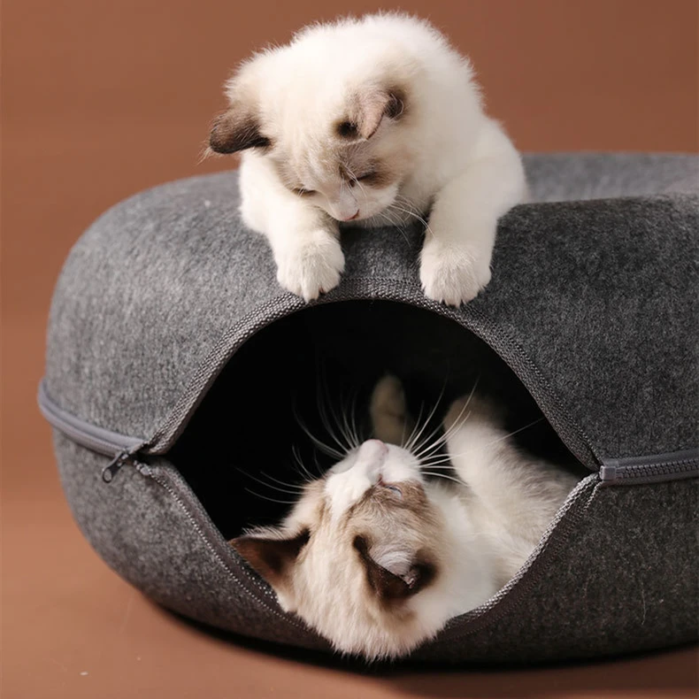 

Pet Cats Tunnel Interactive Play Toy Cat House Basket Felt Pet Cat Cave Beds Nest Indoor Toys Kitten Exercising Cat Training Toy