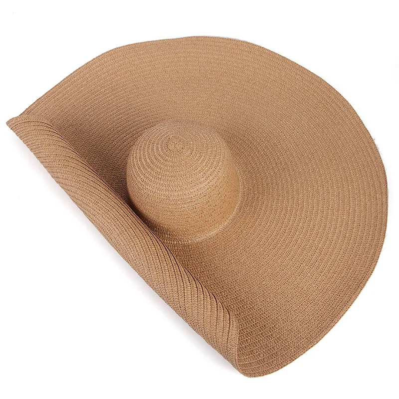 

25CM Wide Brim Oversized Beach Hats For Women Large Straw Hat UV Protection Foldable Sun Shade Hat Wholesale Dropshipping
